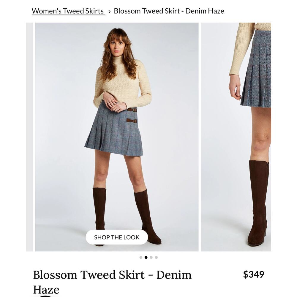 Dubarry of Ireland blossom tweed wool skirt denim haze women’s sz 10 nwt